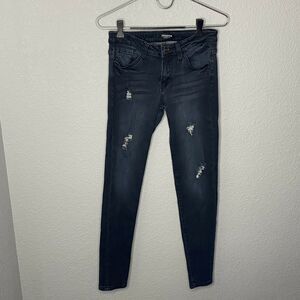 Fashion Nova Dark Wash Distressed Jeans Size 3